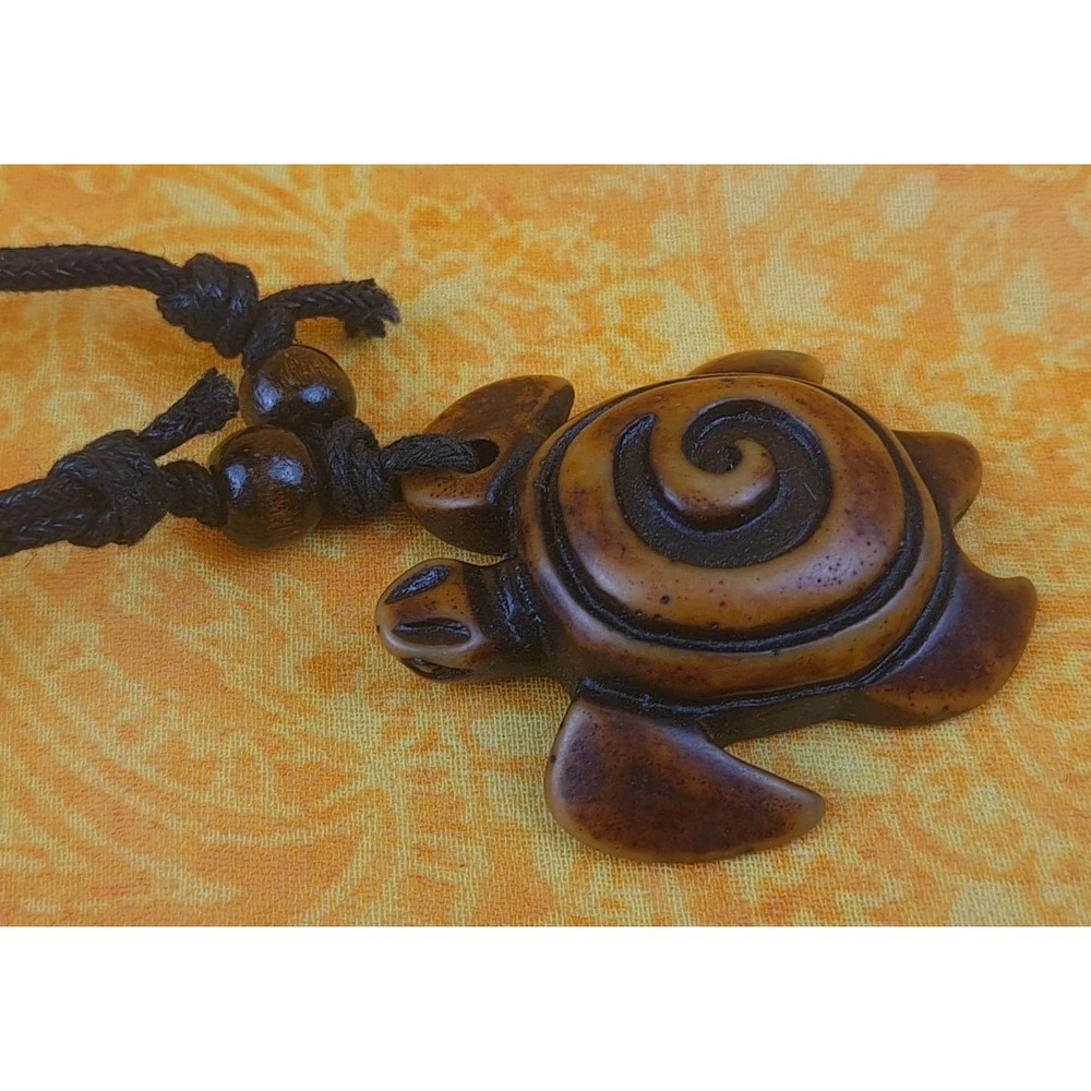 New Adjustable Cord Necklace Brown Turtle Design Pendant Resin 7"-15" Length
